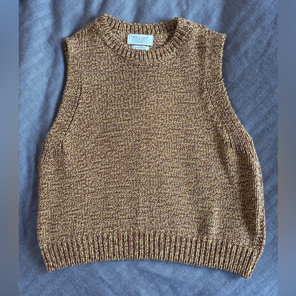 Like New Toast Cotton Merino Marl Knitted Tank in Mustard Marl - Size W’s Medium
